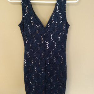 Crystal Doll Navy and Sequin Dress